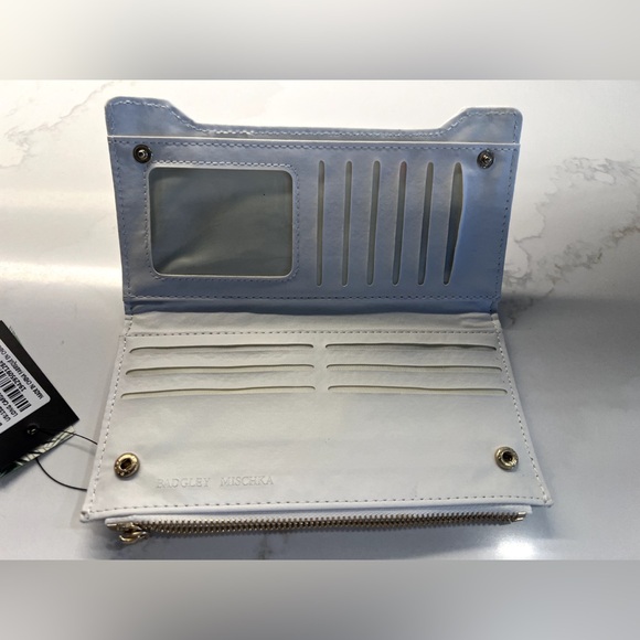 SOLD NWT Badgley Mischka White Quilted Long Cardholder Wallet NWT Vegan Leather - Picture 4 of 11